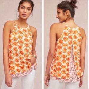 Anthropologie X Porridge Citrus Orange Slice Layered Swing Tank Top Size M